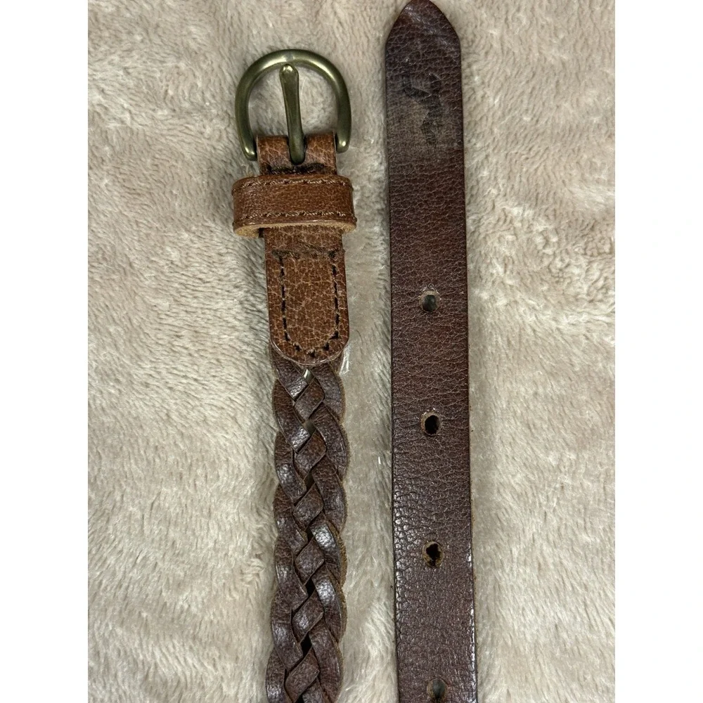 Y2K Braided Leather Holister Belt Women's L 35-37 Braided Gently Worn Brown
